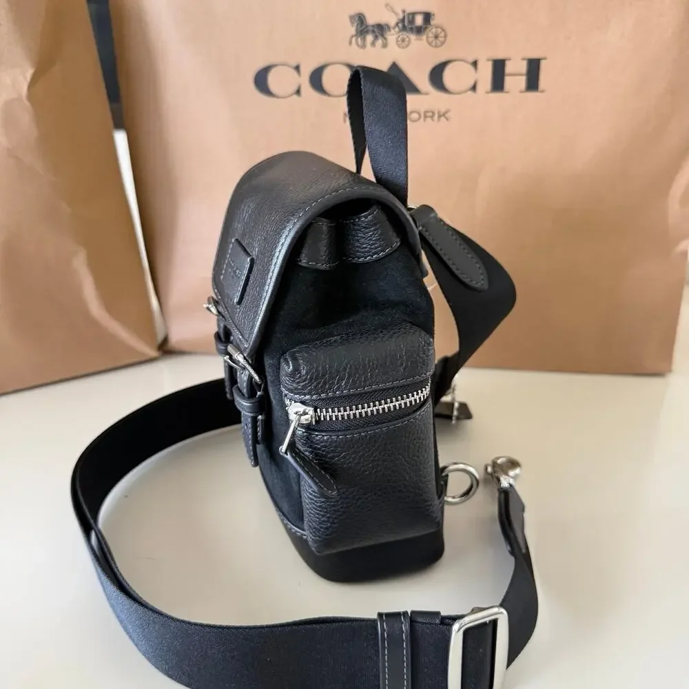 Last 1‼️Coach CCE79 Sprint Sling Pack Suede Small Messenger Bag Black